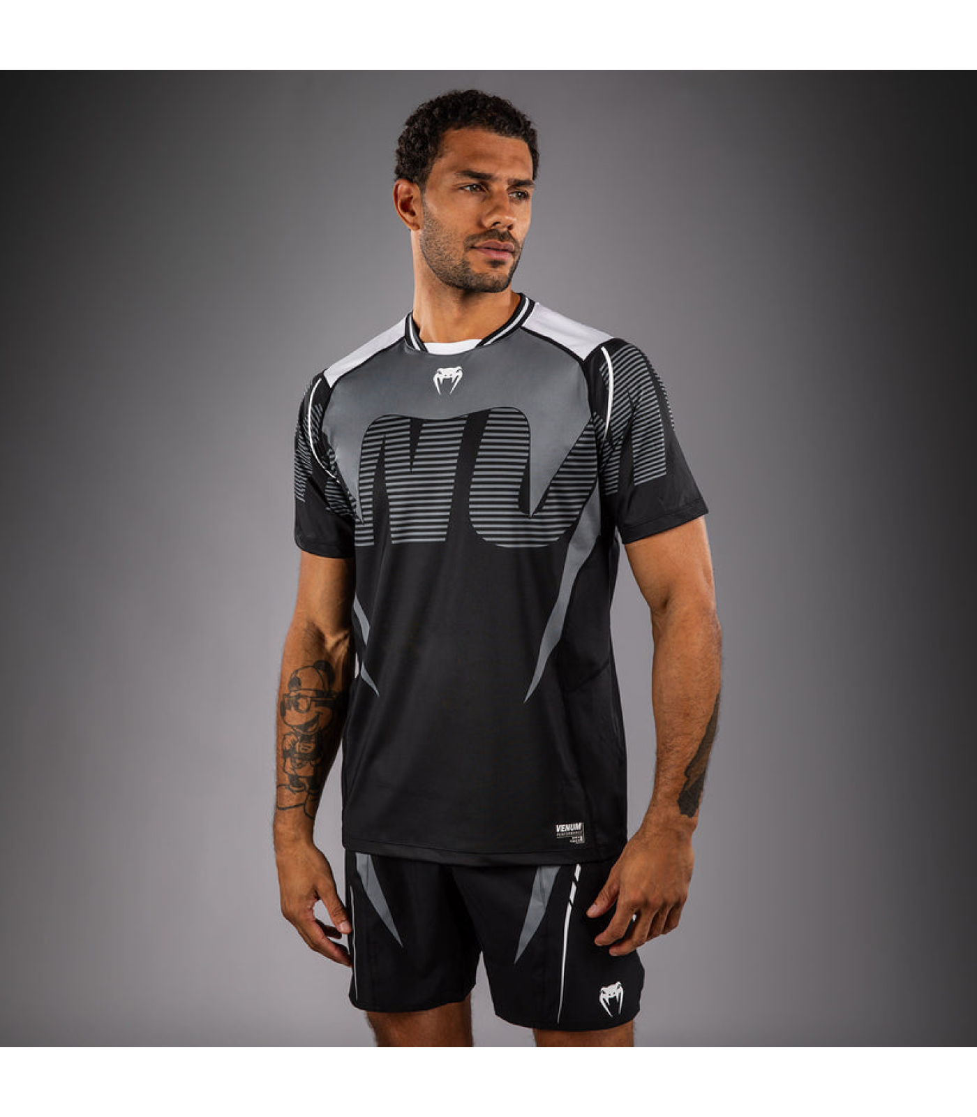 Тениска - Venum Adrenaline Dry Tech T-Shirt - Black/Silver Grey​